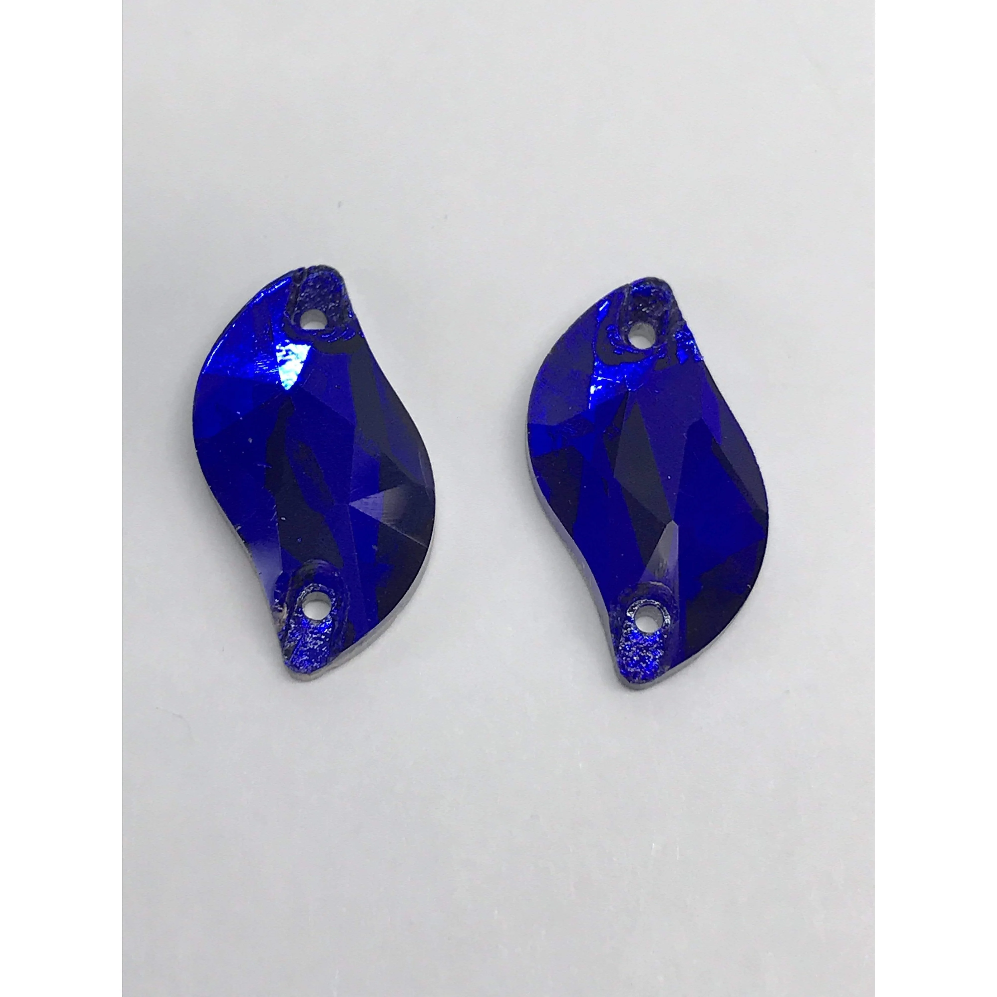 10*20mm Multicolour S or Leaf Shaped, Sew on, Glass Gem (Sold in Pair) - Image 4