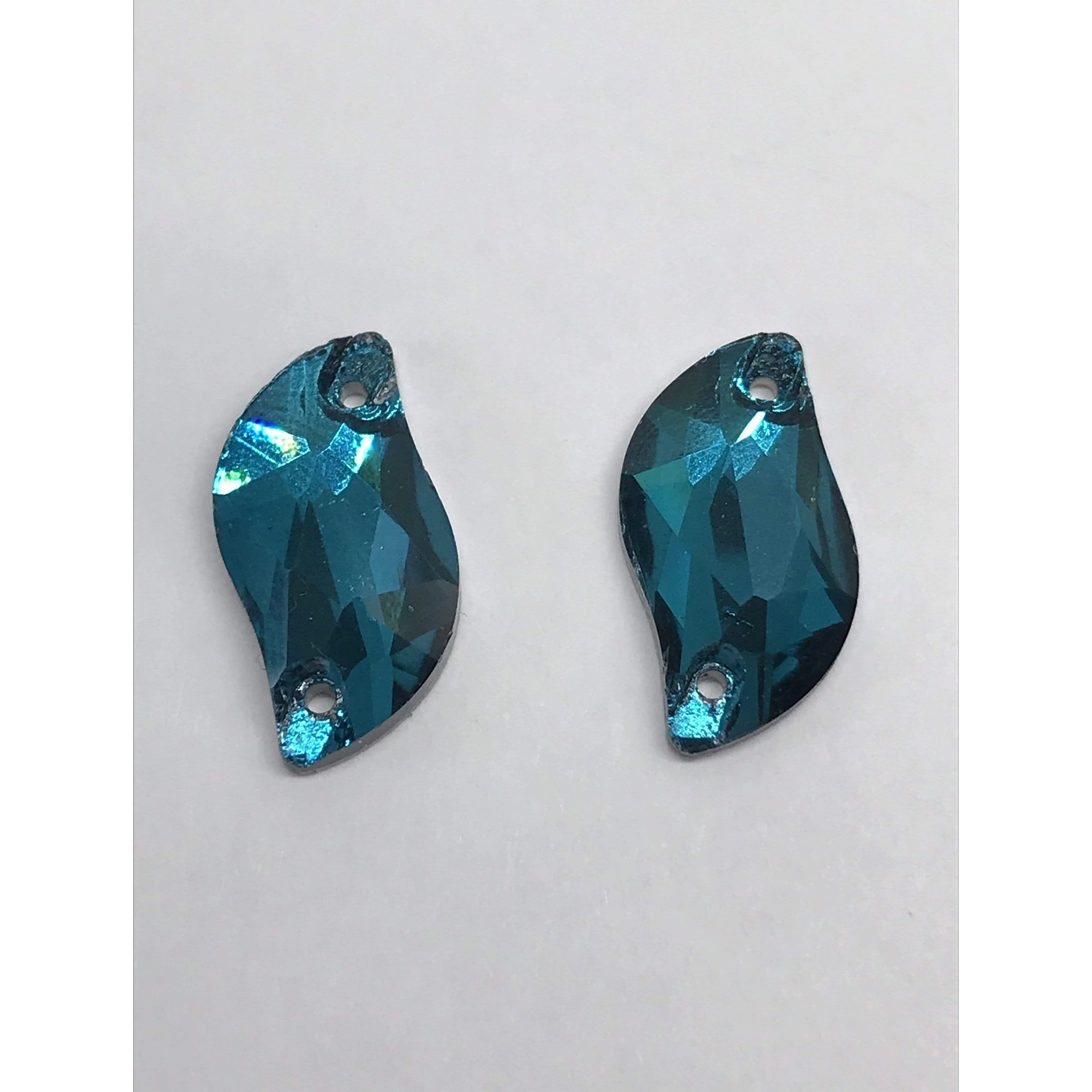 10*20mm Multicolour S or Leaf Shaped, Sew on, Glass Gem (Sold in Pair) - Image 5