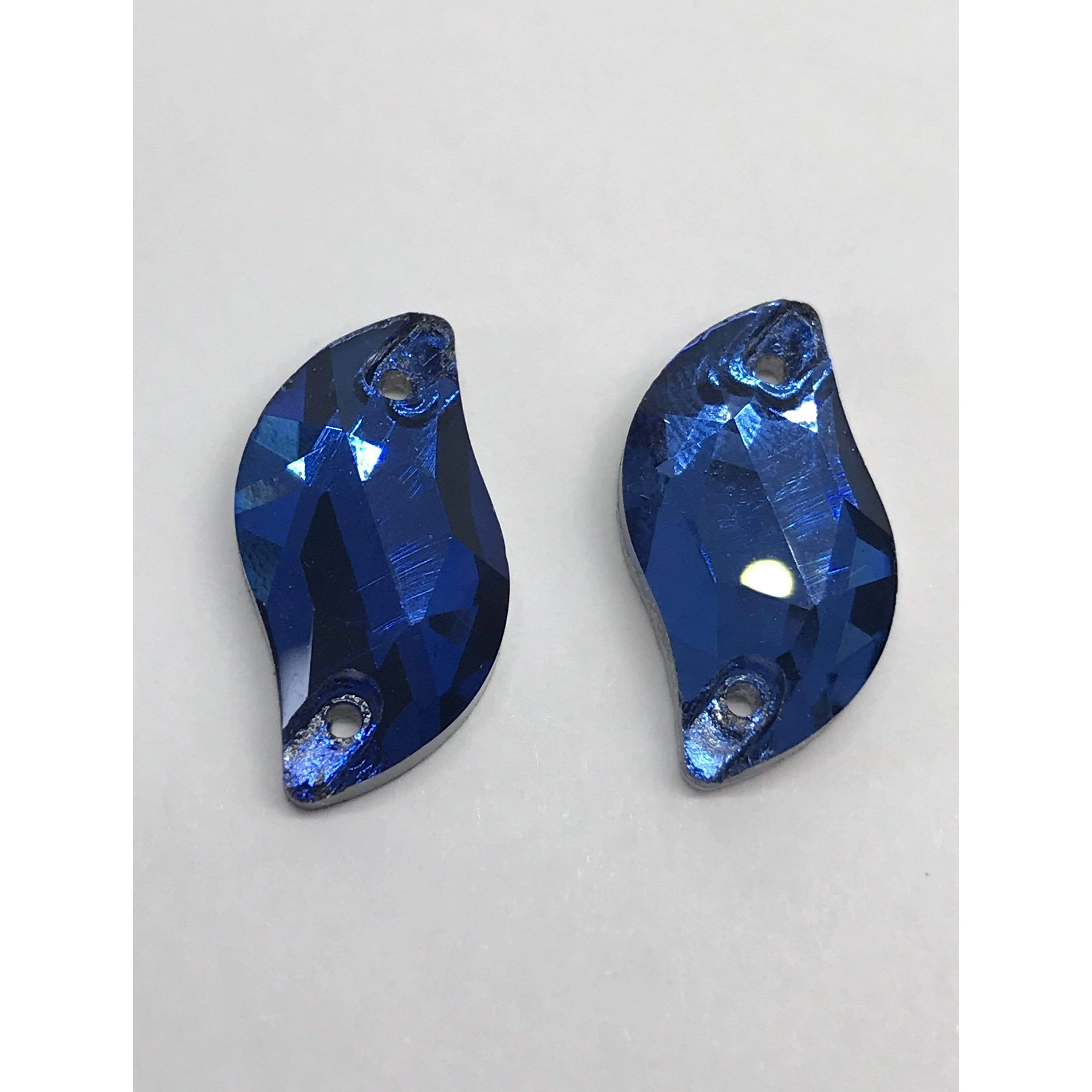 10*20mm Multicolour S or Leaf Shaped, Sew on, Glass Gem (Sold in Pair) - Image 6