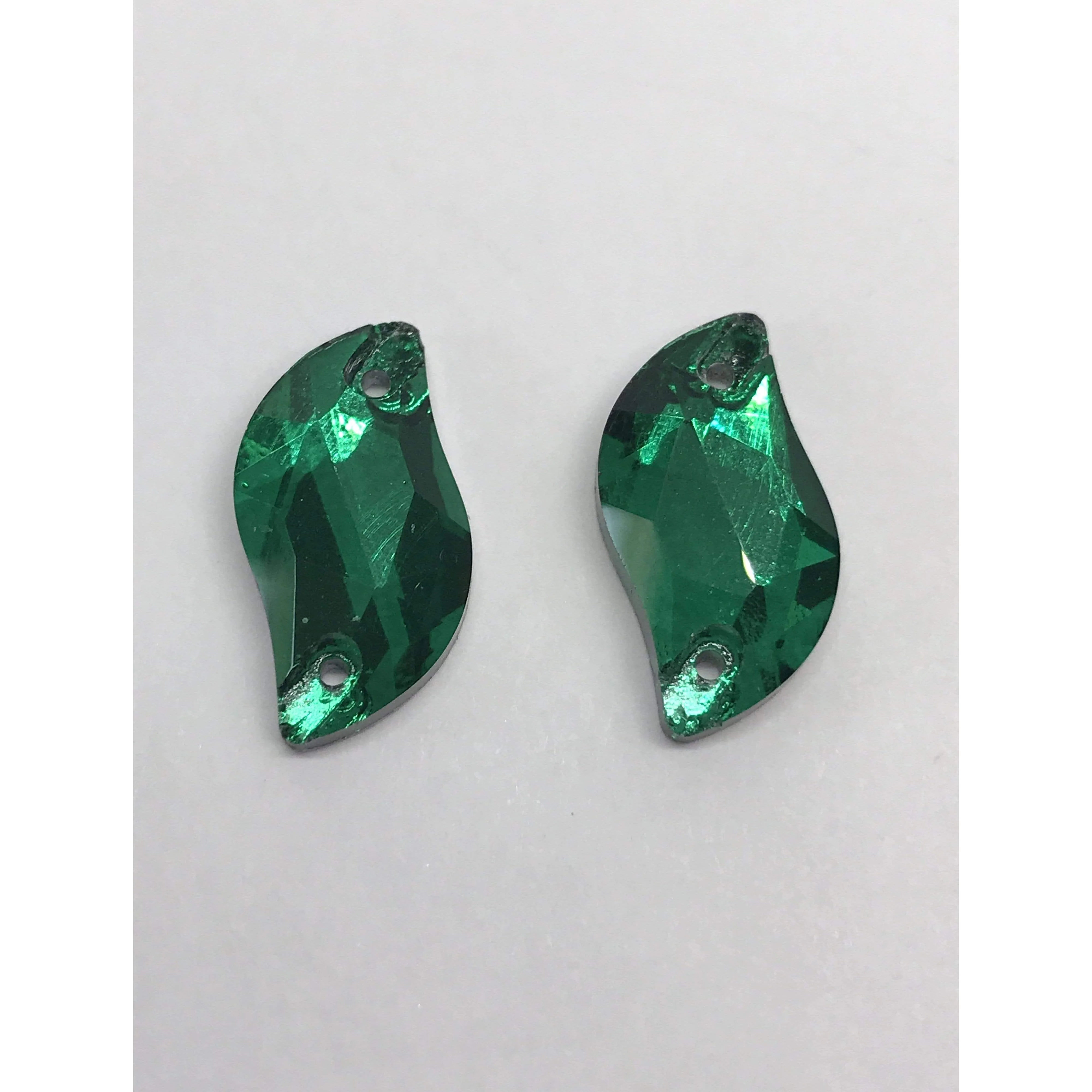 10*20mm Multicolour S or Leaf Shaped, Sew on, Glass Gem (Sold in Pair) - Image 7