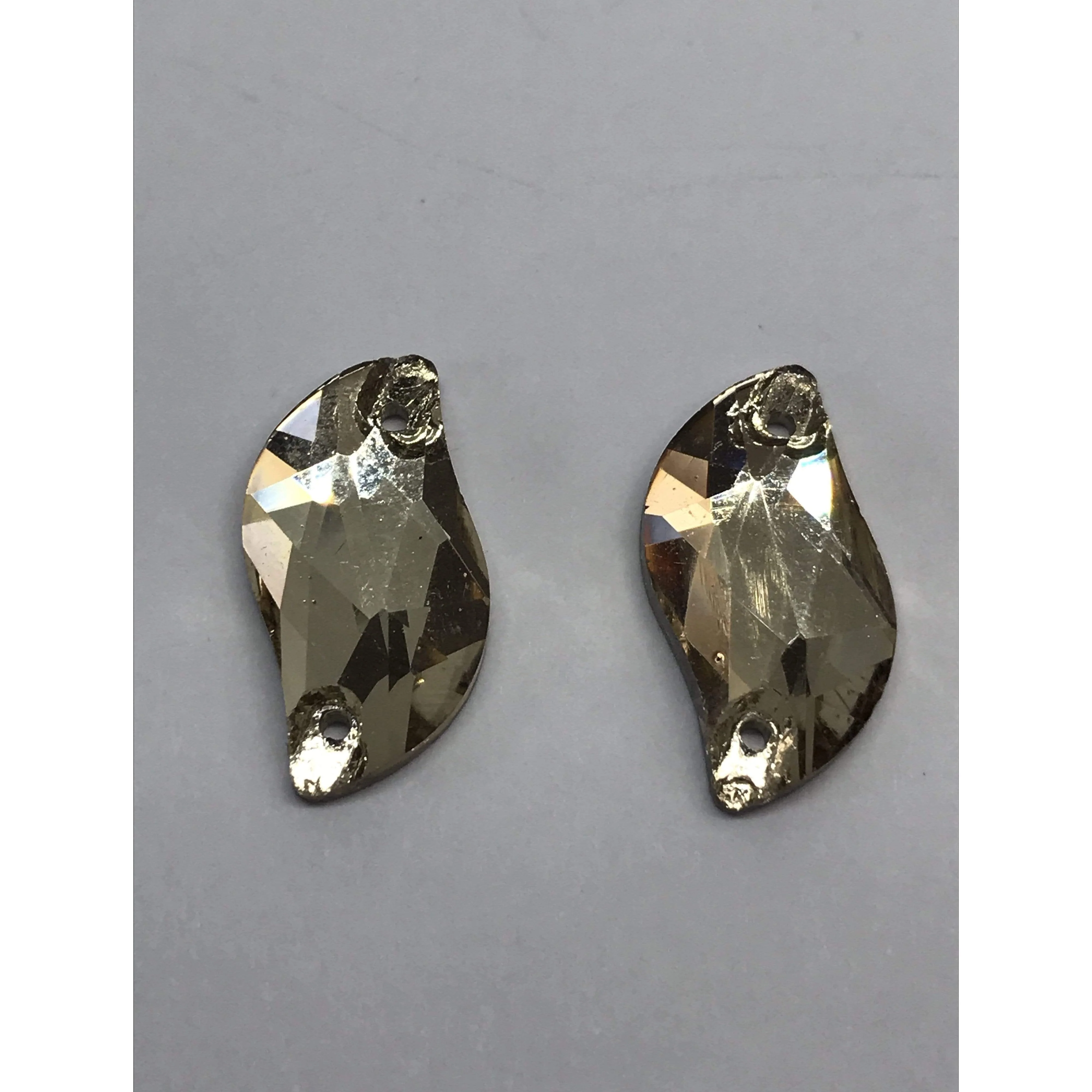 10*20mm Multicolour S or Leaf Shaped, Sew on, Glass Gem (Sold in Pair) - Image 8
