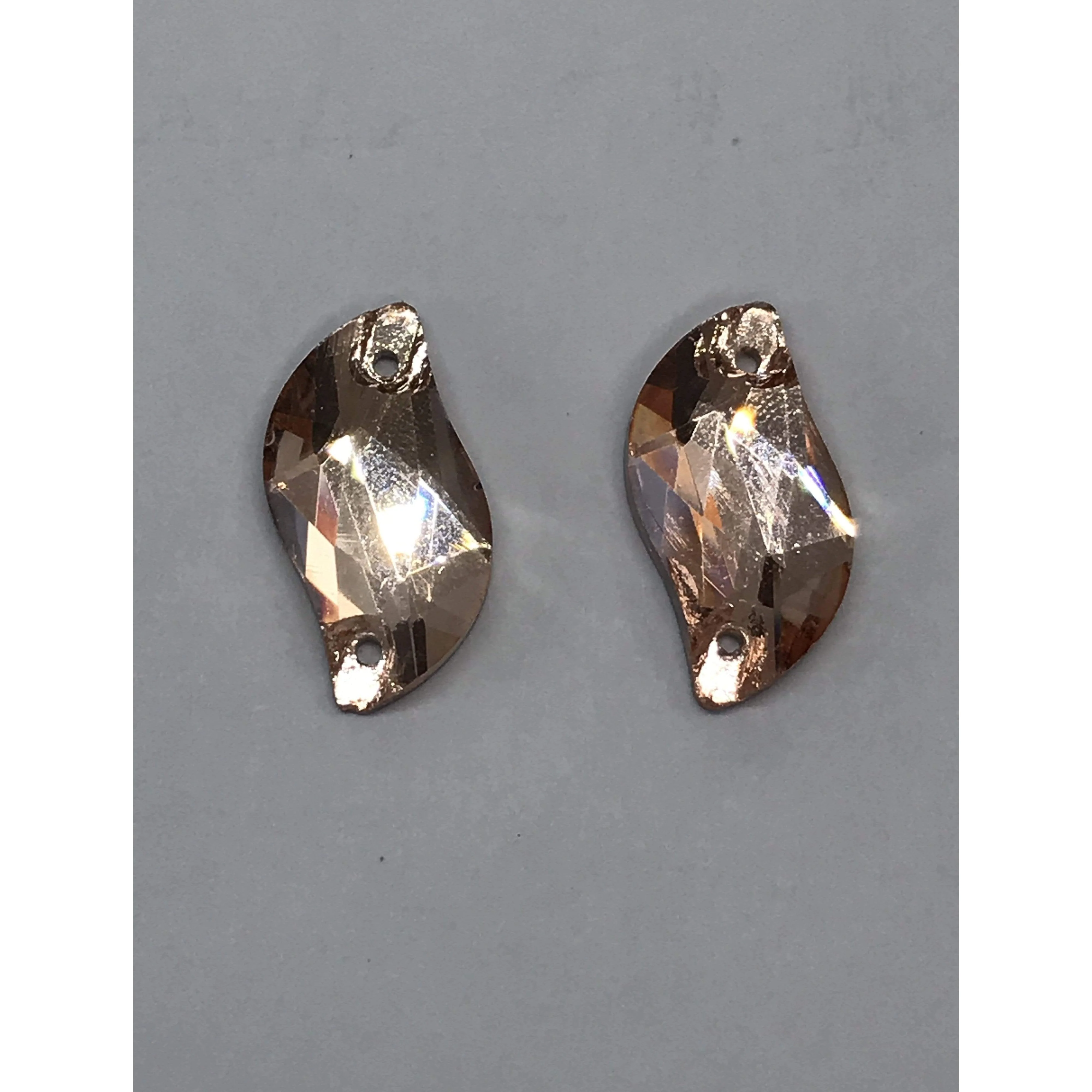 10*20mm Multicolour S or Leaf Shaped, Sew on, Glass Gem (Sold in Pair) - Image 9
