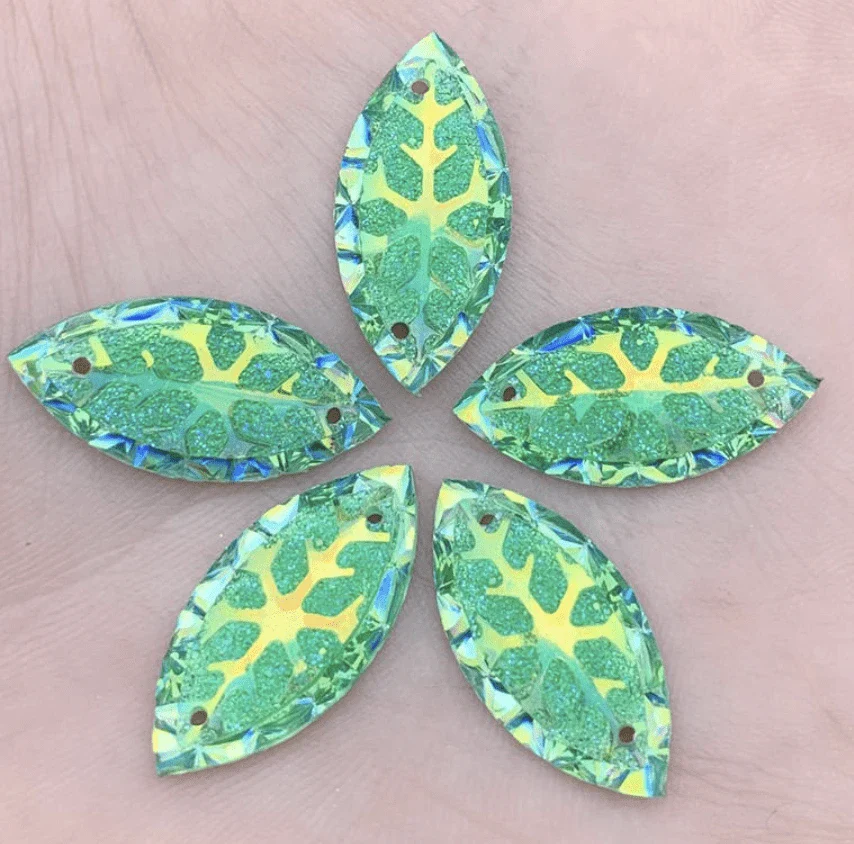 11*24mm Snowflake AB, Navette, Sew on, Resin Gem (Sold in Pair) - Image 9