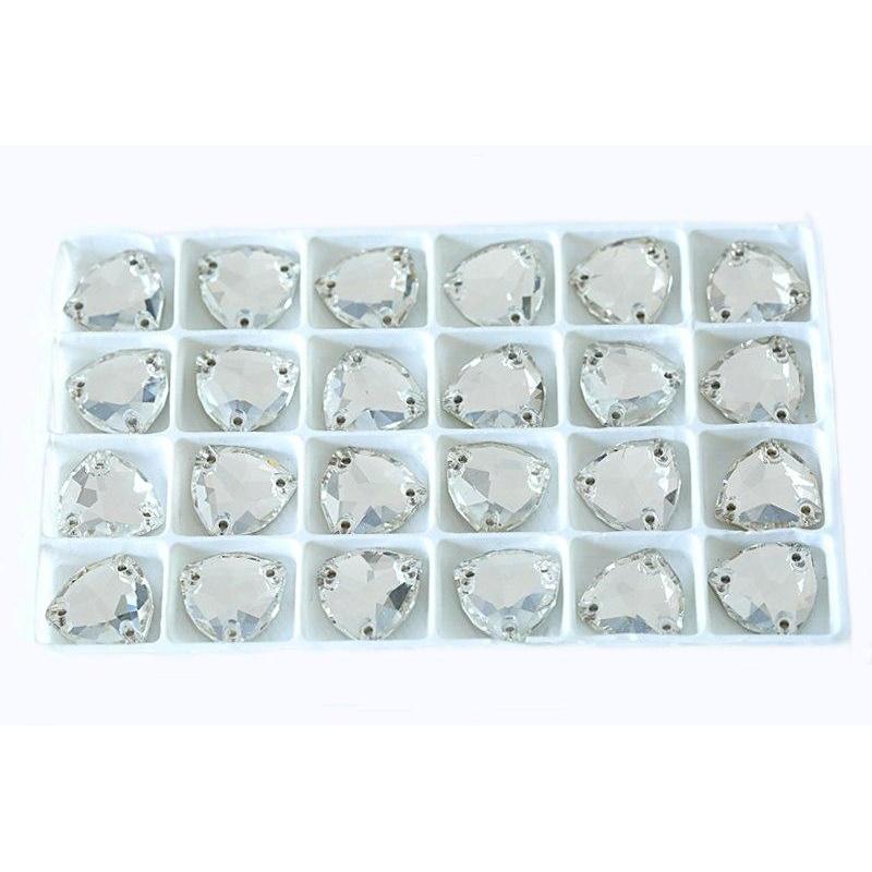 12mm-16mm AB Trillion, Grade AAAA Fat Triangle, Glass Sew on, Fancy Glass Gem (Sold in Pair) - Image 3