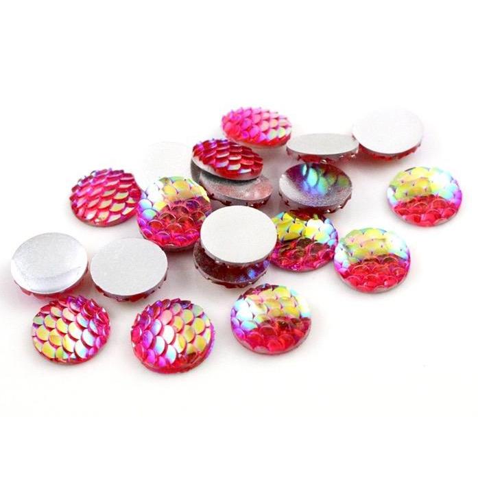 12mm Mix Colours of Mermaid Round, Glue on, Resin Gem (Sold in Pair) - Image 5