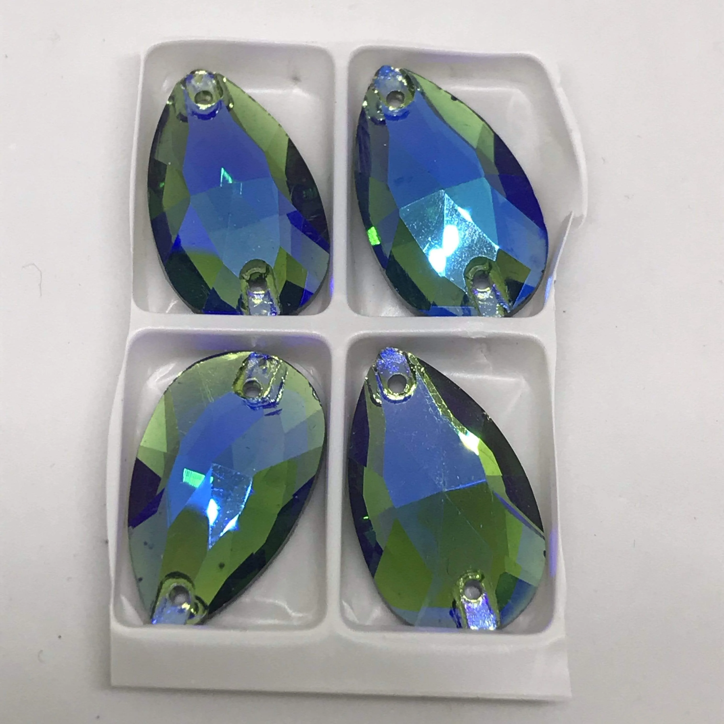 13*22mm Various Rainbow Coloured Stones in AB finish, Teardrop, Foil Back, Glass Gem (Sold in Pair) - Image 11
