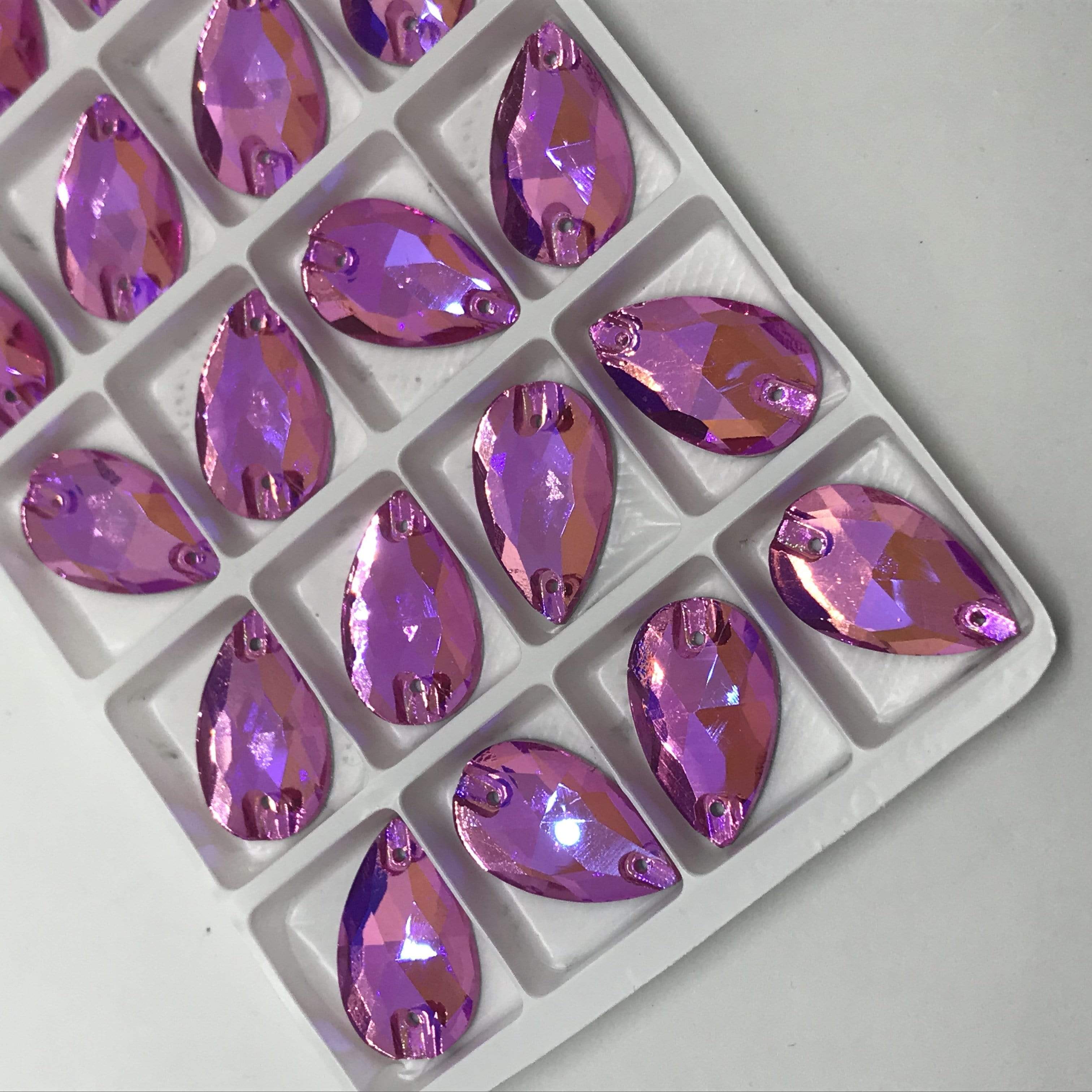 13*22mm Various Rainbow Coloured Stones in AB finish, Teardrop, Foil Back, Glass Gem (Sold in Pair) - Image 12