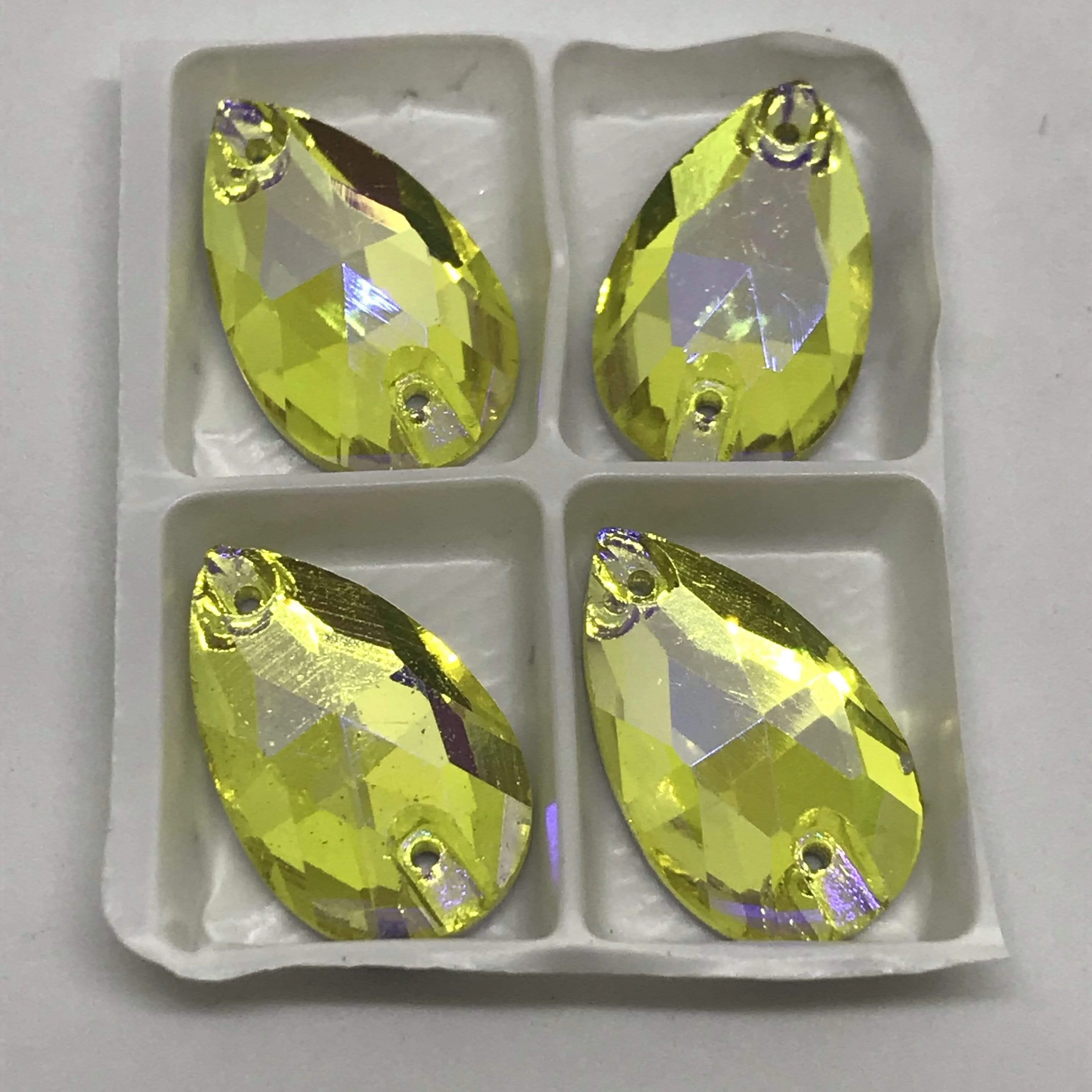 13*22mm Various Rainbow Coloured Stones in AB finish, Teardrop, Foil Back, Glass Gem (Sold in Pair) - Image 7