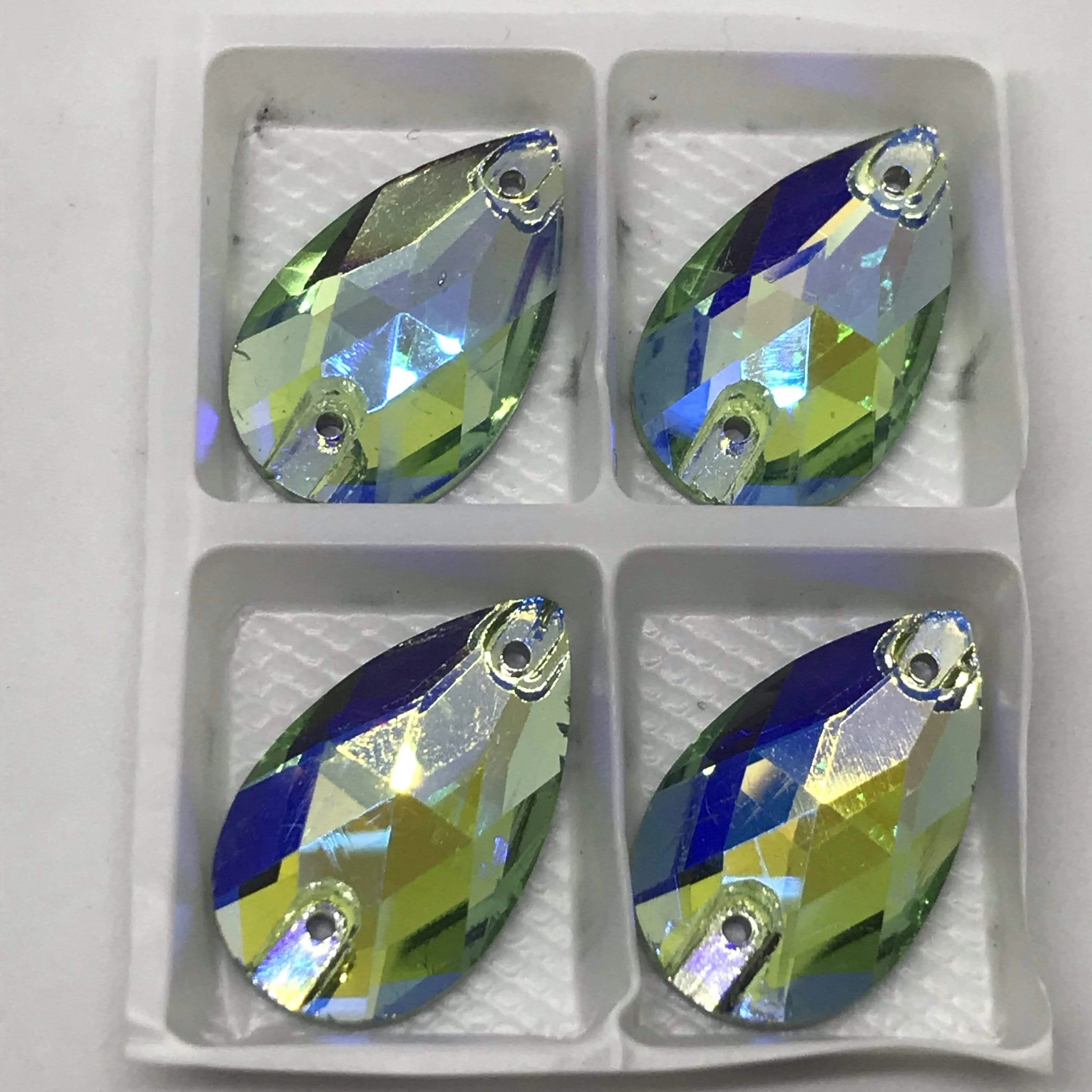 13*22mm Various Rainbow Coloured Stones in AB finish, Teardrop, Foil Back, Glass Gem (Sold in Pair) - Image 8