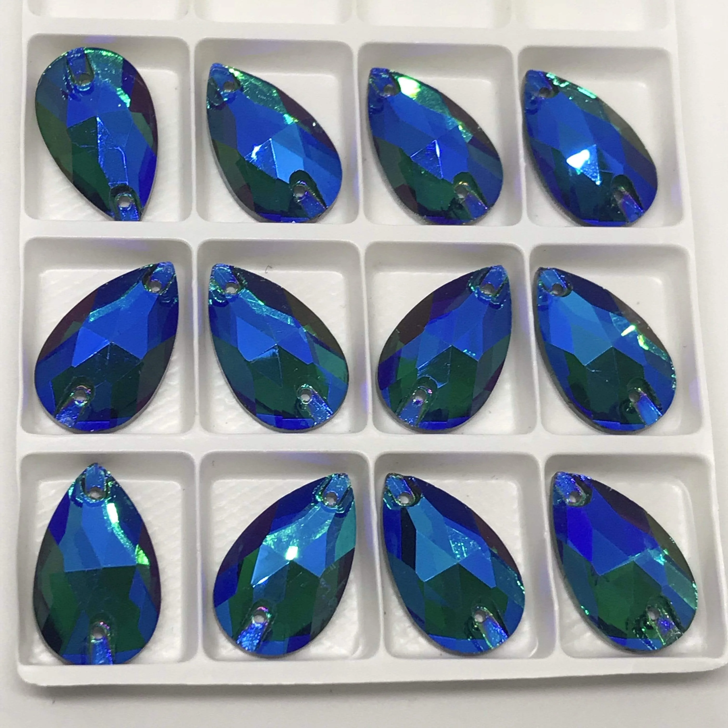 13*22mm Various Rainbow Coloured Stones in AB finish, Teardrop, Foil Back, Glass Gem (Sold in Pair) - Image 9