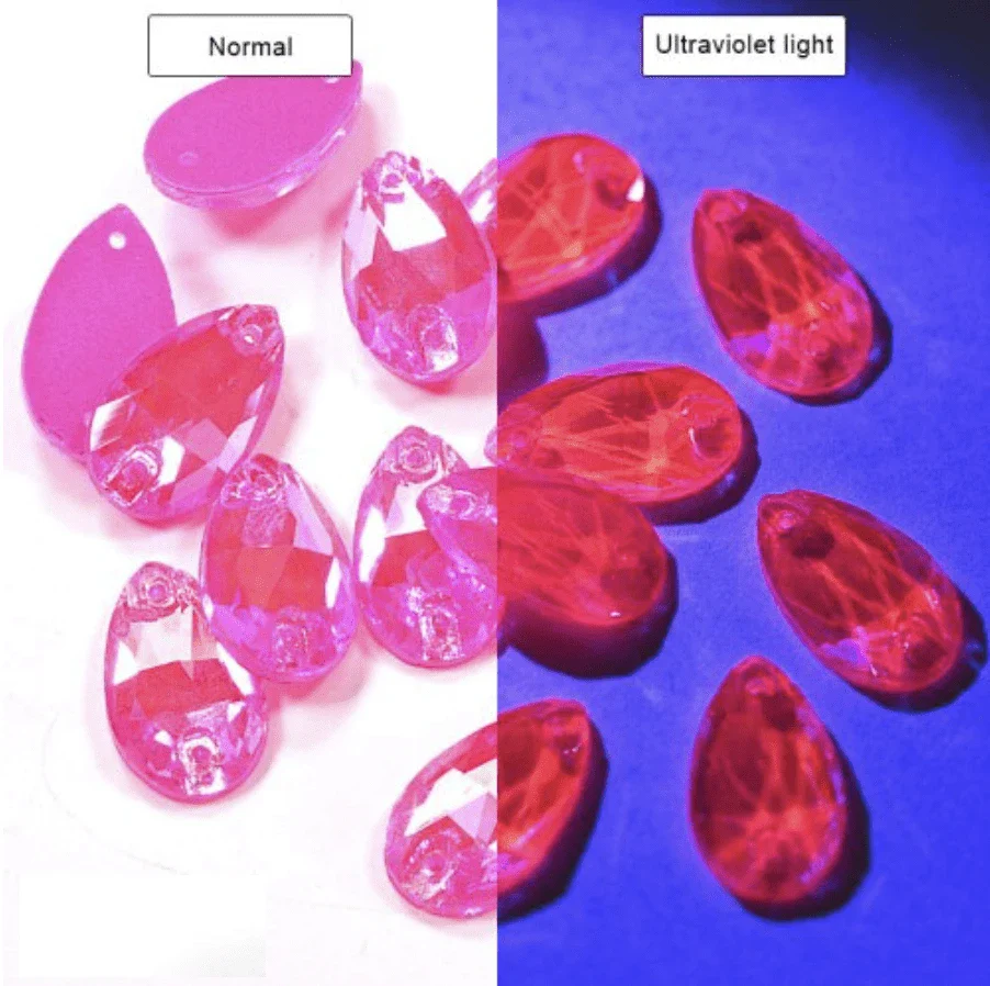 13*22mm NEON AB Luster Teardrops,  *Blacklight sensitive/Glow* Sew on, Glass Gems (Sold in Pair) - Image 8