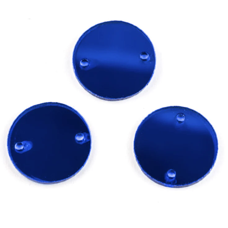 14mm Coloured Mirror Round/Circle, Sew on, Glass Mirror Acrylic Gem (Sold in Pair) - Image 3