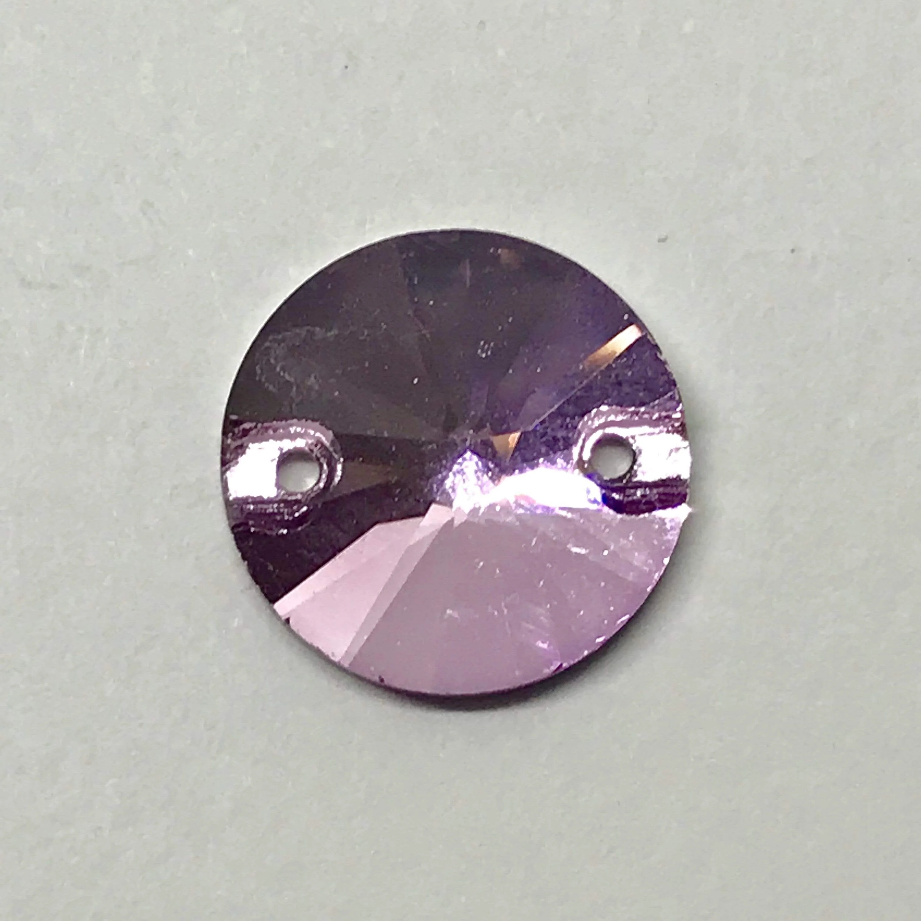 14mm Rose Pink, Dark Purple and Light Purple Rivoli Glass Gem, Sew on (Sold in Pair) - Image 3