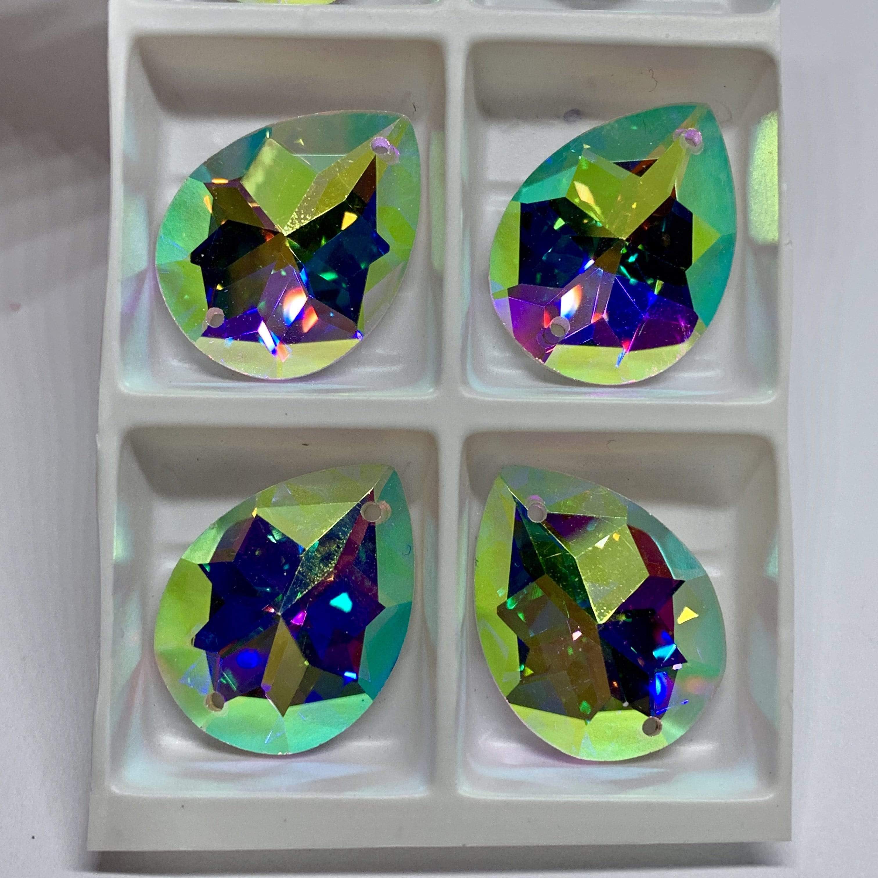 15*20mm AB 8-point Star Pattern on Teardrop, Sew on, Fancy Glass Gem (Sold in Pair) - Image 5