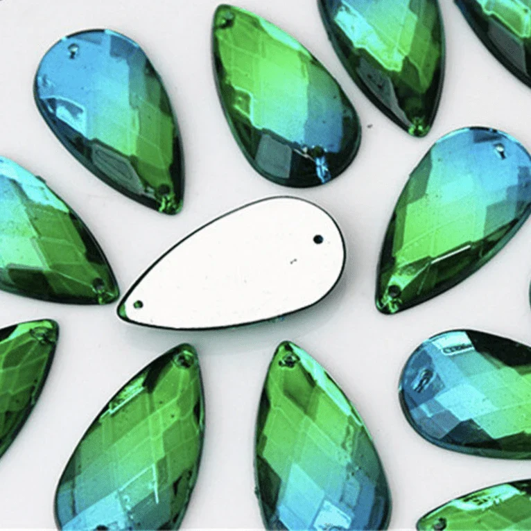 16*20mm Ombre Long Teardrop, Sew on, Resin Gem (Sold in Pair) - Image 3