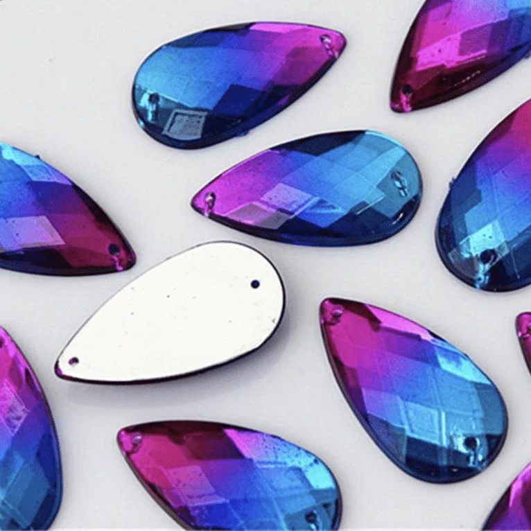 16*20mm Ombre Long Teardrop, Sew on, Resin Gem (Sold in Pair) - Image 4