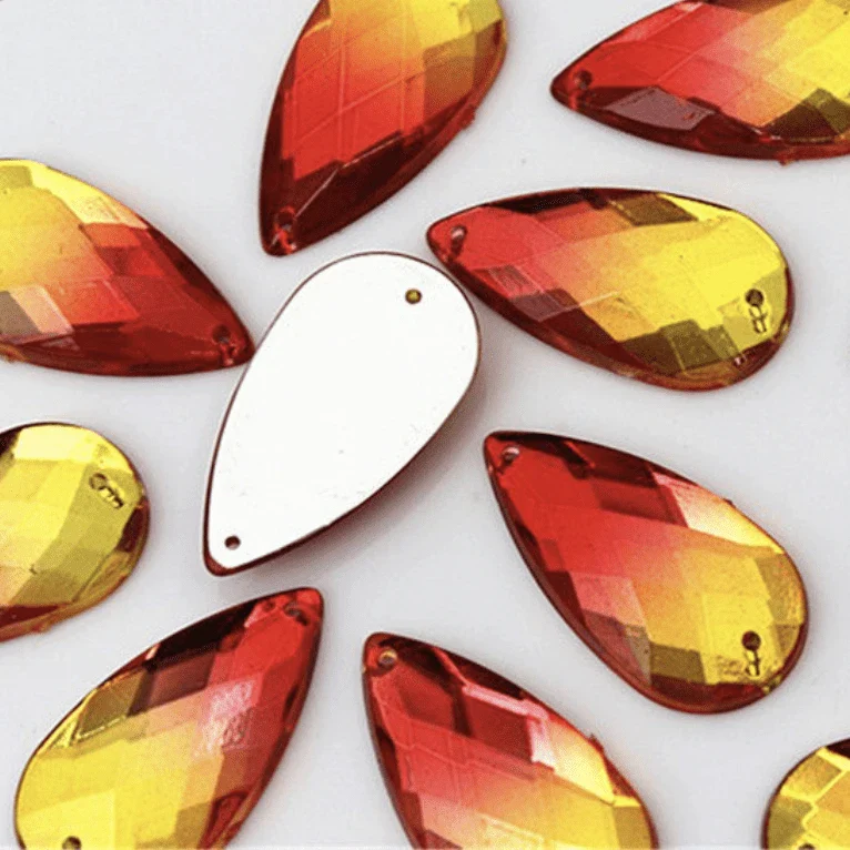 16*20mm Ombre Long Teardrop, Sew on, Resin Gem (Sold in Pair) - Image 5