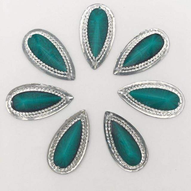 16mm*30mm Coloured Marbled Stone effect Resin Teardrop Flatback Sew On Gem (Sold in Pair) - Image 3