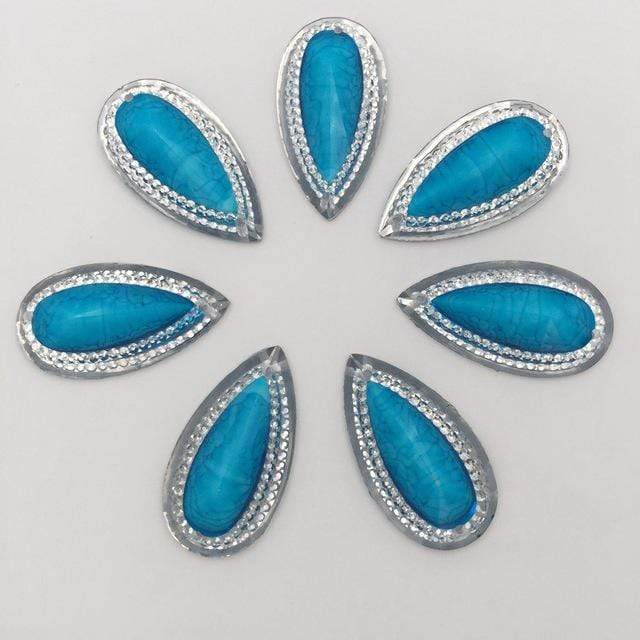 16mm*30mm Coloured Marbled Stone effect Resin Teardrop Flatback Sew On Gem (Sold in Pair) - Image 4