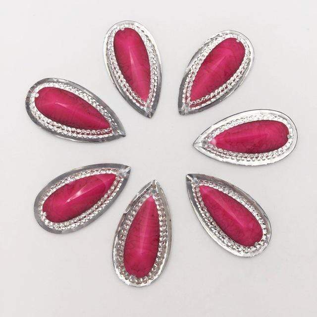 16mm*30mm Coloured Marbled Stone effect Resin Teardrop Flatback Sew On Gem (Sold in Pair) - Image 5