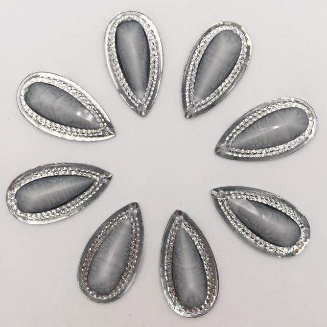 16mm*30mm Coloured Marbled Stone effect Resin Teardrop Flatback Sew On Gem (Sold in Pair) - Image 6