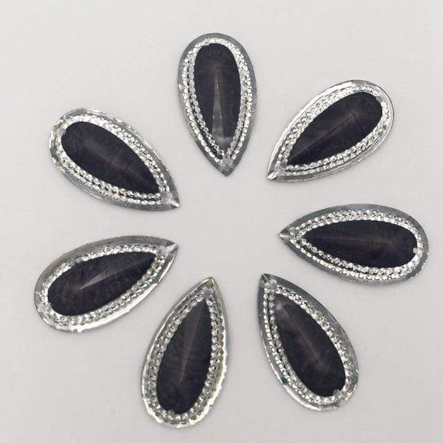 16mm*30mm Coloured Marbled Stone effect Resin Teardrop Flatback Sew On Gem (Sold in Pair) - Image 9