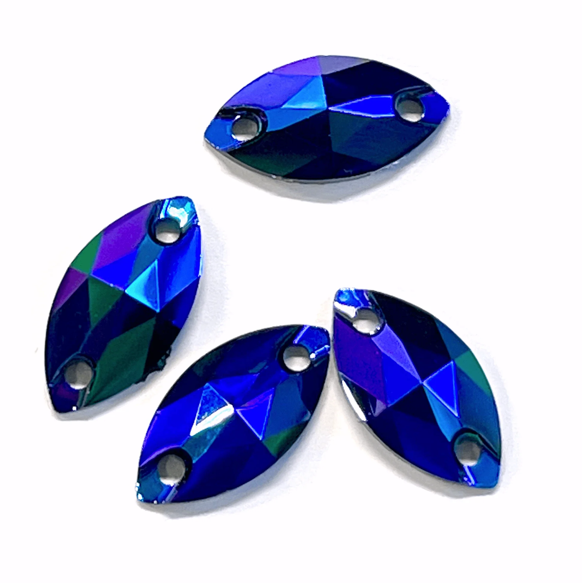 7*12mm Various Black AB Mini Navette, sew on, Black Bottom Resin Gem (Sold in 12 pcs) - Image 6