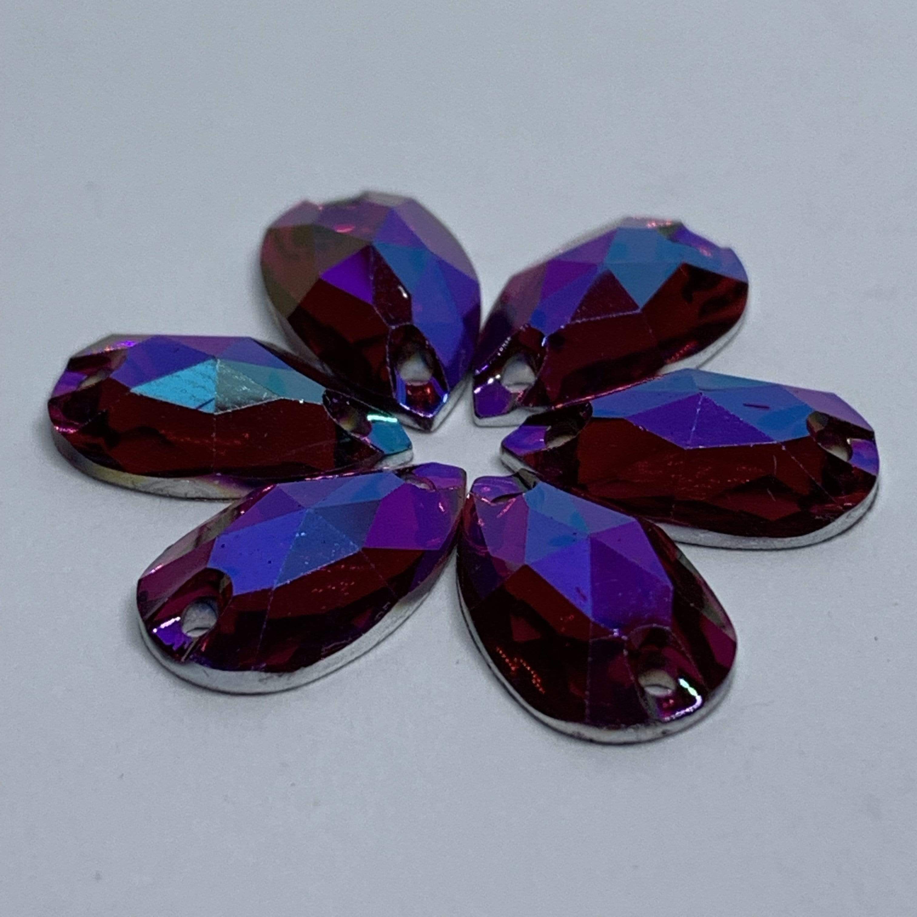 7*12mm Multi-coloured AB, Mini Teardrop, Sew on,  Resin Gem (Sold in 12 pcs) - Image 5