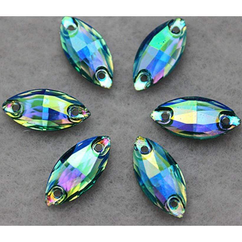 7*15mm Colourful AB Navette Shaped Resin Sew on Gems (Sold in Pair) - Image 4