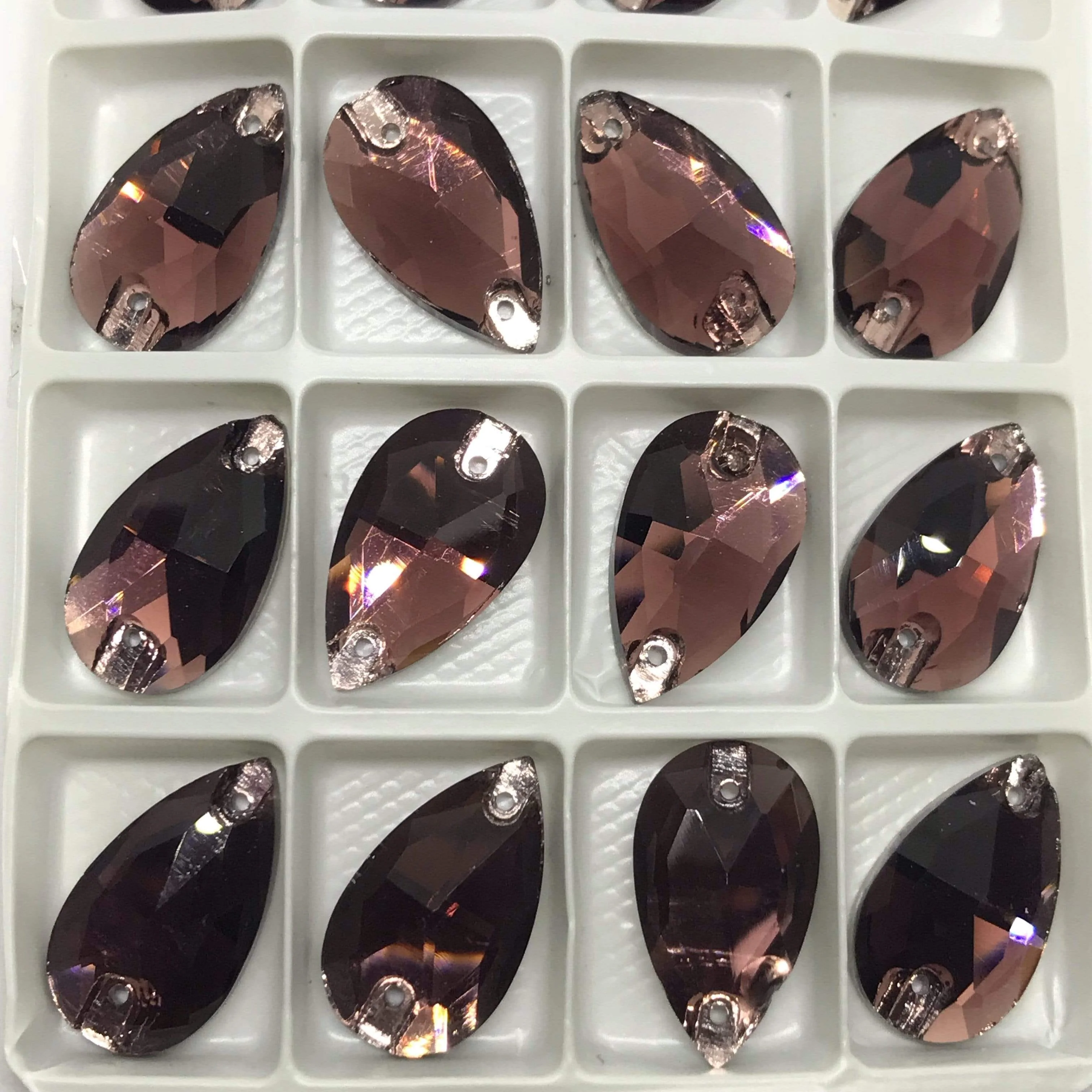 Wine Red *Burgundy* Teardrop, 7*12mm, 11*18mm, 13*22mm, Sew on Glass gem (Sold in Pair) - Image 3