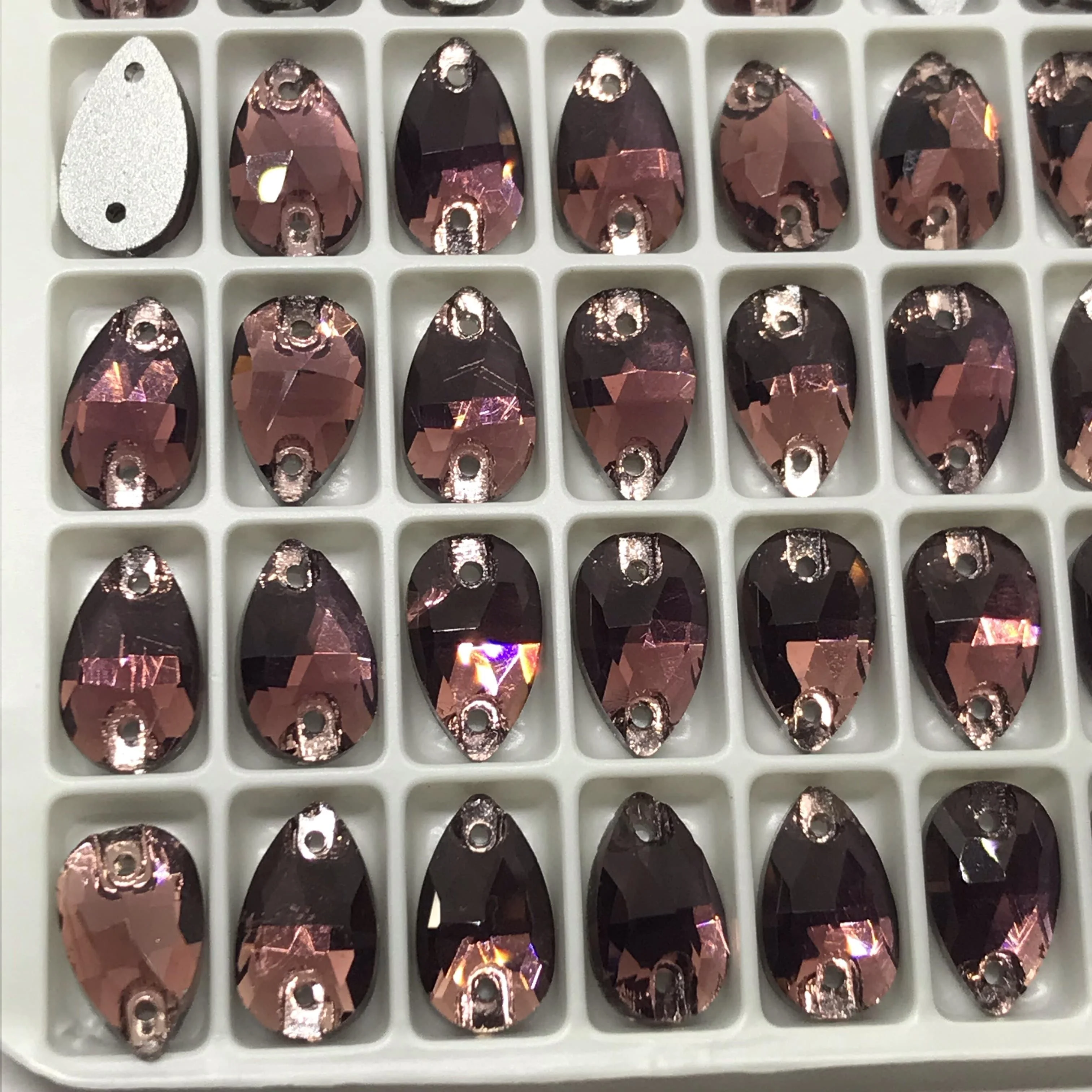 Wine Red *Burgundy* Teardrop, 7*12mm, 11*18mm, 13*22mm, Sew on Glass gem (Sold in Pair) - Image 4