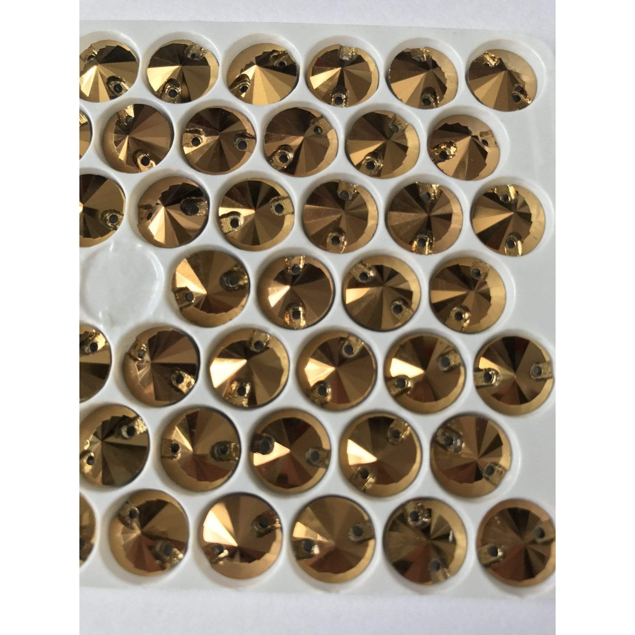8mm-12mm Metallic Silver/Gold Hematite Metallic Rivoli, Sew on, Glass Gem (Sold in Pair) - Image 4