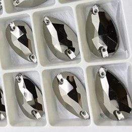 11*18mm  Silver Jet Hematite *Metallic Finish* Teardrop, Fancy Glass Gems (Sold in Pair) - Image 3